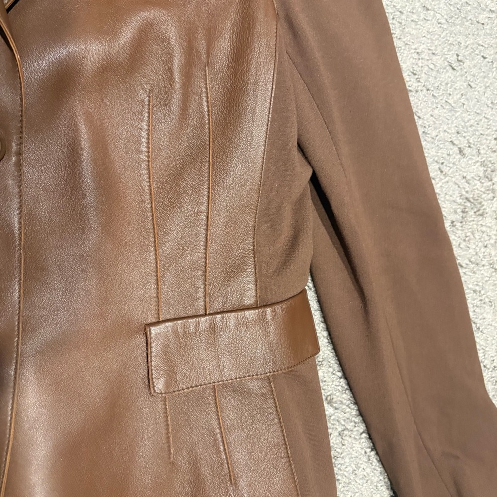 Akris Punto Mixed Media Lamb Nappa Leather Blazer Jacket Size US 8 - Picture 5 of 16